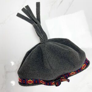 Lands End Grey Polartech Aircore Fleece‎ Embroidered Winter Hat Ski Toboggan